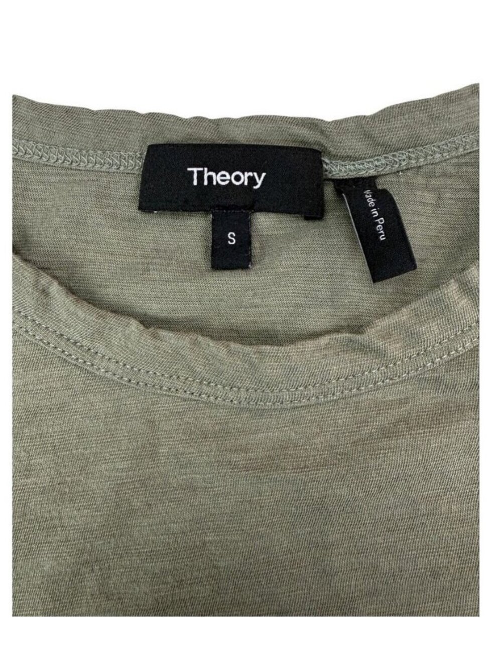 THEORY Cotton Tilma Sea Slub Tee Size Small Olive Green - Picture 3 of 5